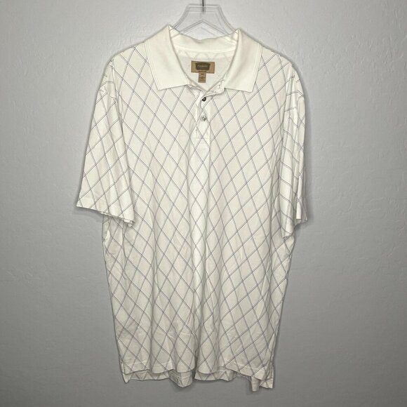 Foundry Blue and White Diamond Design Short Sleeve Polo 2XLT - Picture 1 of 2
